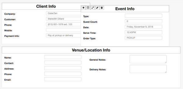 Beo And Templates For Caterers Caterzen Beo Template Drag Drop