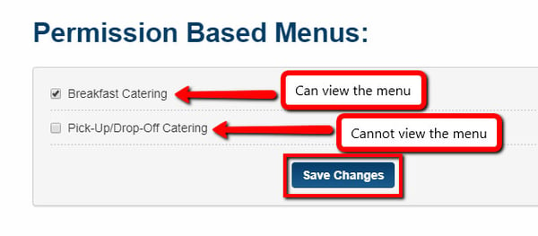 catering menu for segmented contacts