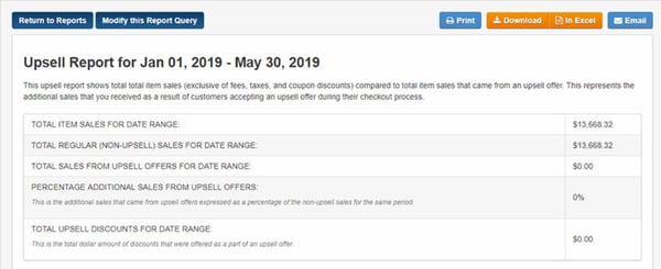 catering upsell report