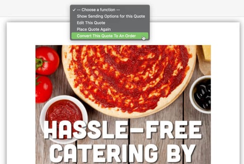 convert quote to order catering