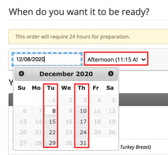 custom catering menu times