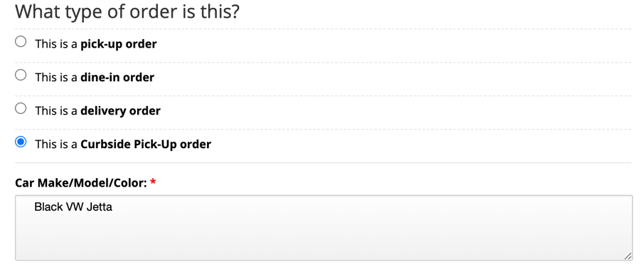 custom online order type