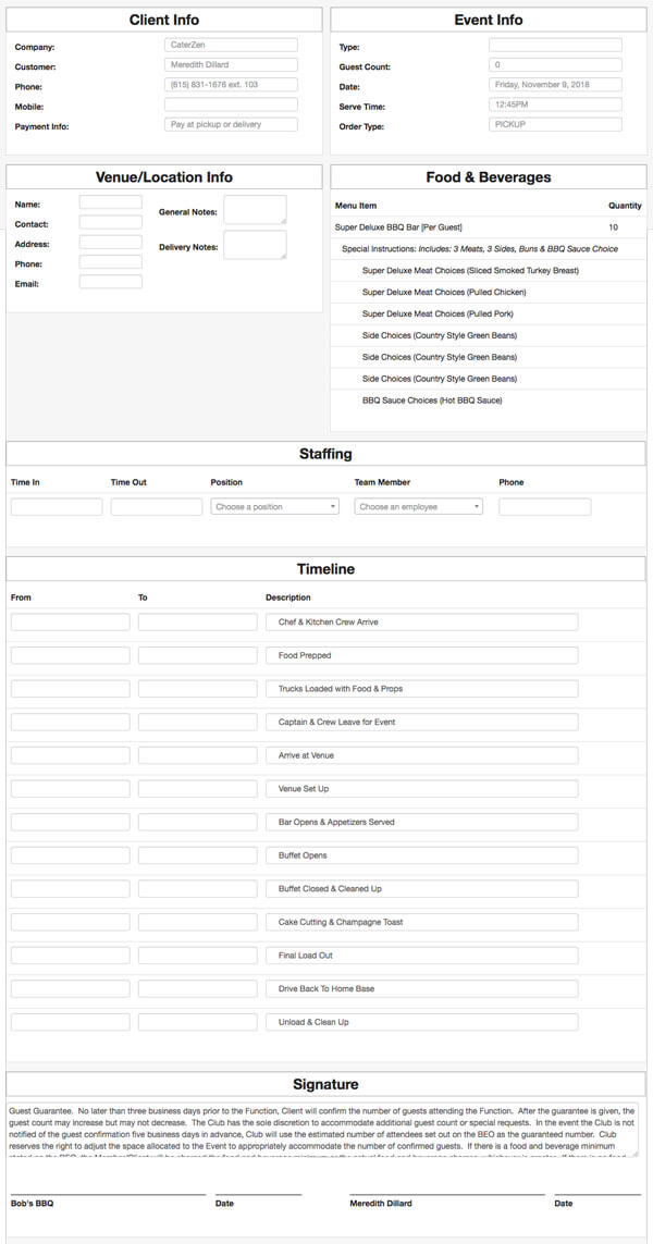 beo template software for caterers | caterzen Images... BEO Template Software for Caterers | CaterZen