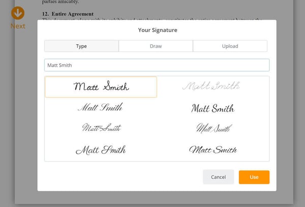 e signature contract catering software