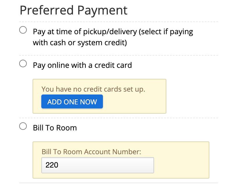 preferred payment online ordering