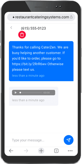 restaurant reply voice message