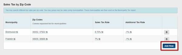 sales tax municipalities catering software