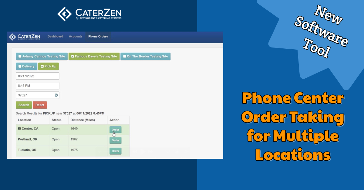 phone center order taking tool